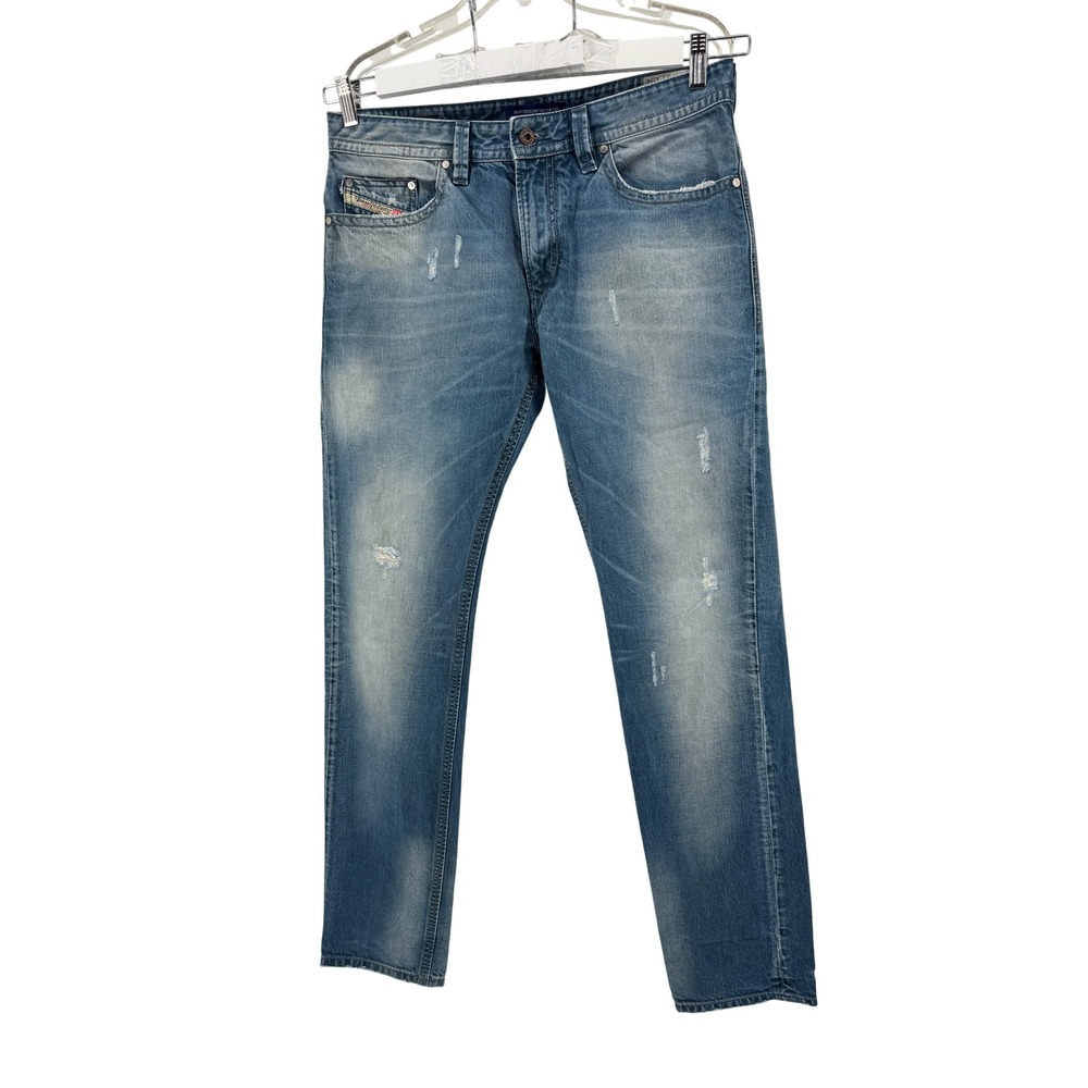 Diesel Thavar-UK Slim Skinny Jeans Mens 33 Blue Distressed Made in Italy 0813L
